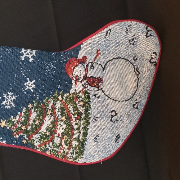 Snowman Christmas Stocking. Machine woven cotton/polyester - Picture 4 of 12